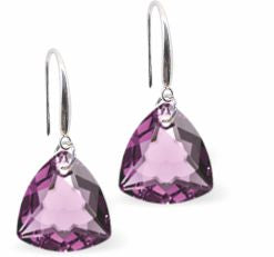 Austrian Crystal Multi Faceted Trilliant Cut Drop Earrings Warm Amethyst Purple in Colour 10.5mm in size - Rhodium Plated Earwires Hypo allergenic: Free from Lead, Nickel and Cadmium See matching necklace TR18 