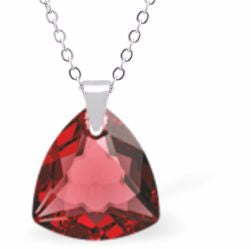 Austrian Crystal Multi Faceted Trilliant Cut Necklace Scarlet Red in Colour 14.5mm in size Choice of 18" Stainless Steel or Sterling Silver Chain Hypo allergenic: Free from Lead, Nickel and Cadmium See matching earrings TR27 