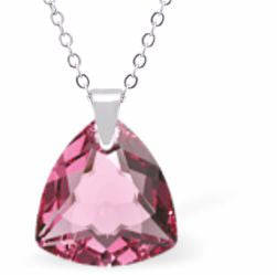 Austrian Crystal Multi Faceted Trilliant Cut Necklace Rose Pink in Colour 14.5mm in size Choice of 18" Stainless Steel or Sterling Silver Chain Hypo allergenic: Free from Lead, Nickel and Cadmium See matching earrings TR29