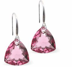 Austrian Crystal Multi Faceted Trilliant Cut Drop Earrings Rose Pink in Colour 10.5mm in size - Rhodium Plated Earwires Hypo allergenic: Free from Lead, Nickel and Cadmium See matching necklace TR28