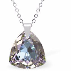 Austrian Crystal Multi Faceted Trilliant Cut Necklace Vitrail Light in Colour 14.5mm in size Choice of 18" Stainless Steel or Sterling Silver Chain Hypo allergenic: Free from Lead, Nickel and Cadmium See matching earrings TR33