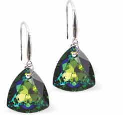 Austrian Crystal Multi Faceted Trilliant Cut Drop Earrings Vitrail Medium in Colour 10.5mm in size - Rhodium Plated Earwires Hypo allergenic: Free from Lead, Nickel and Cadmium See matching necklace TR34