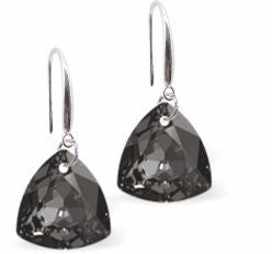 Austrian Crystal Multi Faceted Trilliant Cut Drop Earrings Silver Night Grey in Colour 10.5mm in size - Rhodium Plated Earwires Hypo allergenic: Free from Lead, Nickel and Cadmium See matching necklace TR36 