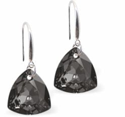 Austrian Crystal Multi Faceted Trilliant Cut Drop Earrings Silver Night Grey in Colour 10.5mm in size - Rhodium Plated Earwires Hypo allergenic: Free from Lead, Nickel and Cadmium See matching necklace TR36