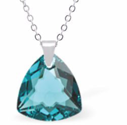 Austrian Crystal Multi Faceted Trilliant Cut Necklace Blue Zircon in Colour 14.5mm in size Choice of 18" Stainless Steel or Sterling Silver Chain Hypo allergenic: Free from Lead, Nickel and Cadmium See matching earrings TR39