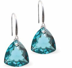 Austrian Crystal Multi Faceted Trilliant Cut Drop Earrings Blue Zircon in Colour 10.5mm in size - Rhodium Plated Earwires Hypo allergenic: Free from Lead, Nickel and Cadmium See matching necklace TR38