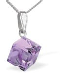 Sparkly Austrian Crystal Elegant Oblique Necklace by Byzantium, in Warm Violet Purple 8mm in size with a choice of chains