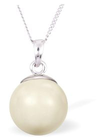 Austrian Crystal Pearl Necklace in Warm Crystal Cream by Byzantium with a choice of chains.