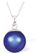 Austrian Crystal Classic Pearl necklace in Iridescent Dark Blue by Byzantium with a choice of Sterling Silver or Surgical Steel 18" Chain