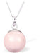 Austrian Crystal Pearl Necklace in Soft Glowing Rosaline Pink by Byzantium with a choice of Sterling Silver or Surgical Steel 18" Chain