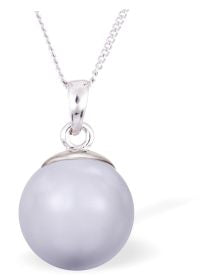 Austrian Crystal Pearl Necklace in Warm Glowing Lavender by Byzantium with a choice of Sterling Silver or Surgical Steel 18" chain.