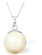 Austrian Crystal Pearl Necklace in Warm Light Creamrose by Byzantium with a choice of Sterling Silver or Surgical Steel 18" Chain.