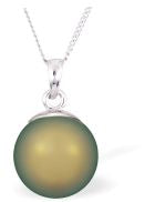 Austrian Crystal Pearl Necklace in Warm Two Tone Iridescent Green by Byzantium with a choice of Sterling Silver or Surgical Steel 18" Chain