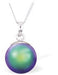 Austrian Crystal Pearl Necklace in Bright Two Tone Scarabaeus Green by Byzantium with a choice of Sterling Silver or Surgical Steel 18" Chain