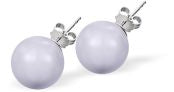 Austrian Crystal Pearl Stud Earrings in Soft Glowing Lavender by Byzantium with Sterling Silver Earwires