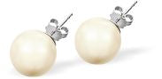 Austrian Crystal Pearl Stud Earrings in Warm Light Creamrose by Byzantium with Sterling Silver Eariwres.