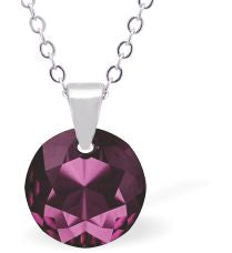 Austrian Crystal Round Necklace in Amethyst Purple with a choice of Chains (February Birthstone)