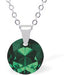 Austrian Crystal Round  Necklace in Emerald Green with a choice of Chains (May Birthstone)
