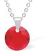 Austrian Crystal Round Necklace in Light Siam Red with a choice of Chains (July Birthstone)