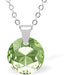 Austrian Crystal Round Necklace in Peridot Green with a choice of Chains (August Birthstone)