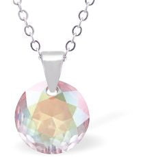 Austrian Crystal Round Necklace in Aurora Borealis with a choice of Chains