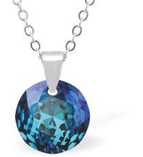 Austrian Crystal Round Necklace in Bermuda Blue with a choice of Chains 