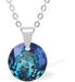 Austrian Crystal Round Necklace in Bermuda Blue with a choice of Chains 
